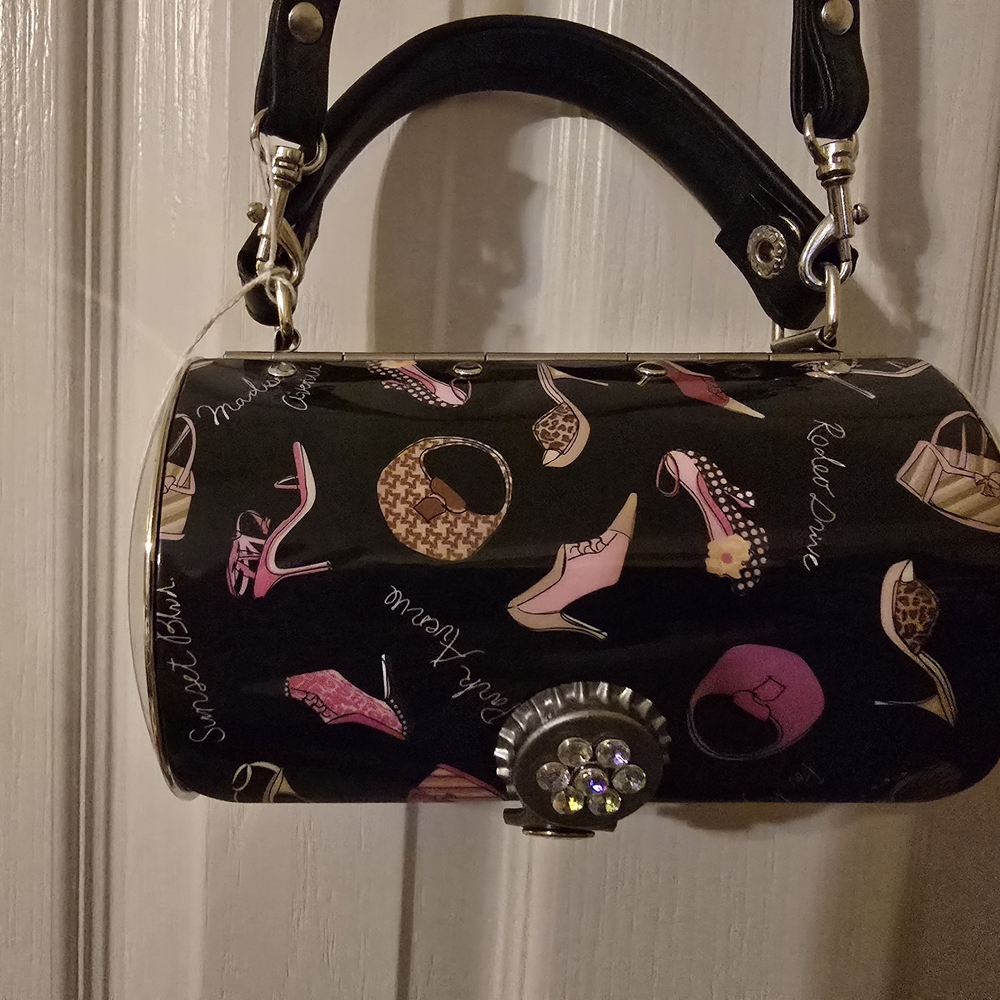 Black Printed Mini Crossbody Bag with Handles